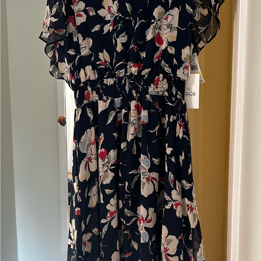 CeCe Black Floral Maxi Dress
